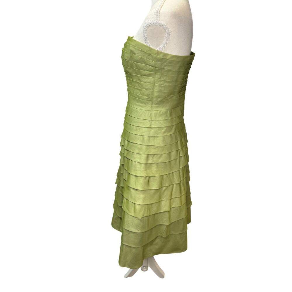 BCBGMAXAZRIA Silk Organza Tiered Bandage Dress Green Women’s 4 Garden Easter - Picture 2 of 16